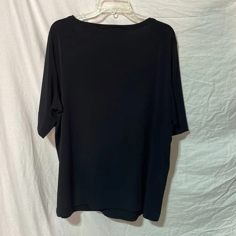 Context 3x black polyester spandex blend short sleeve scoop neck top guc